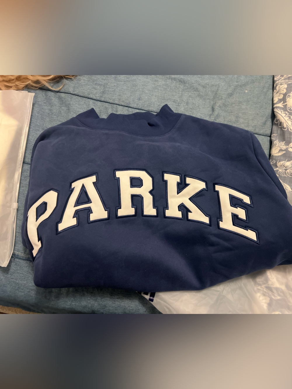 Parke Navy Varsity MOCKNECK DENIM L/XL